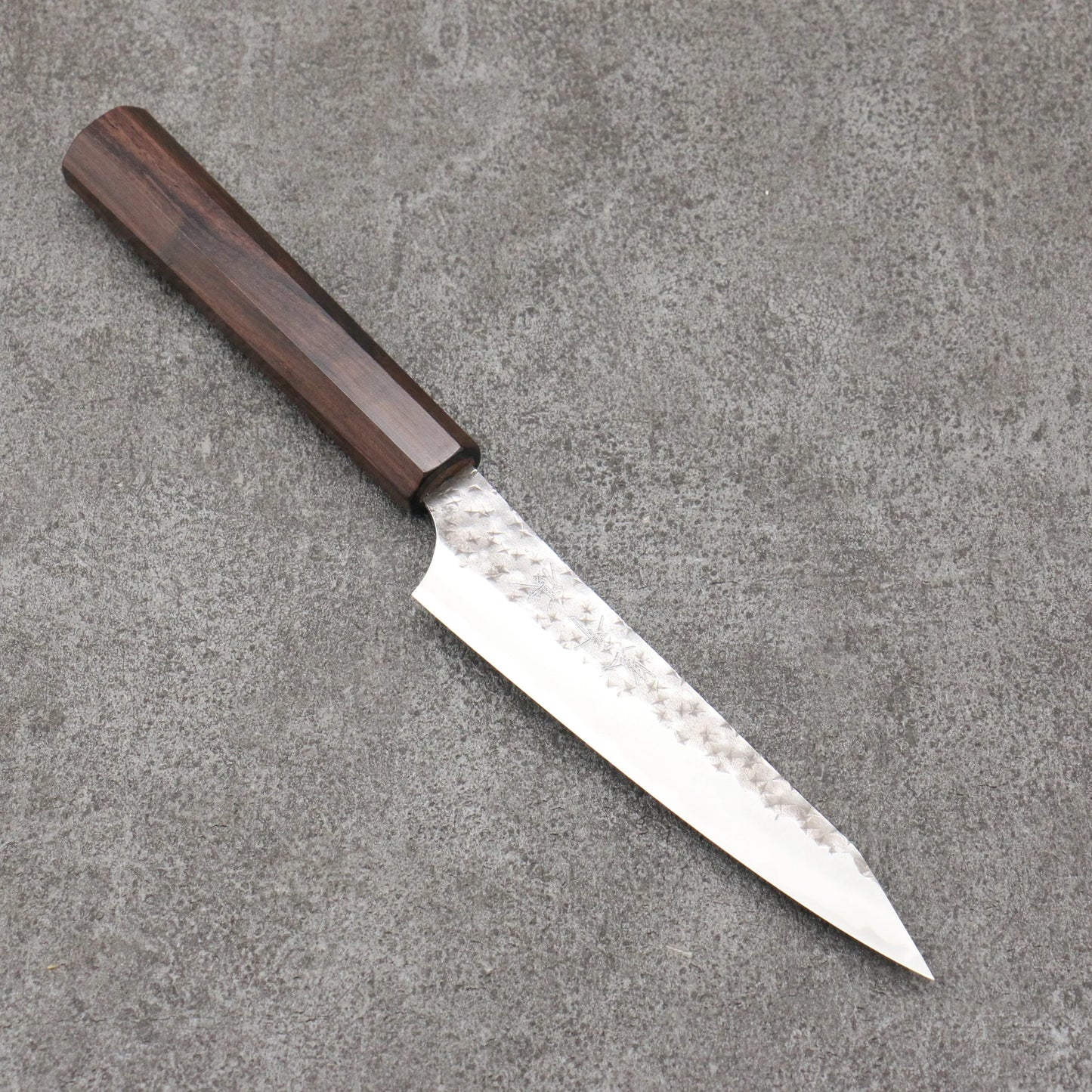 Free ship - Thương hiệu Yu Kurosaki dòng tia sáng Thép xanh vân búa Dao Petty 130mm chuôi dao bằng gỗ mun