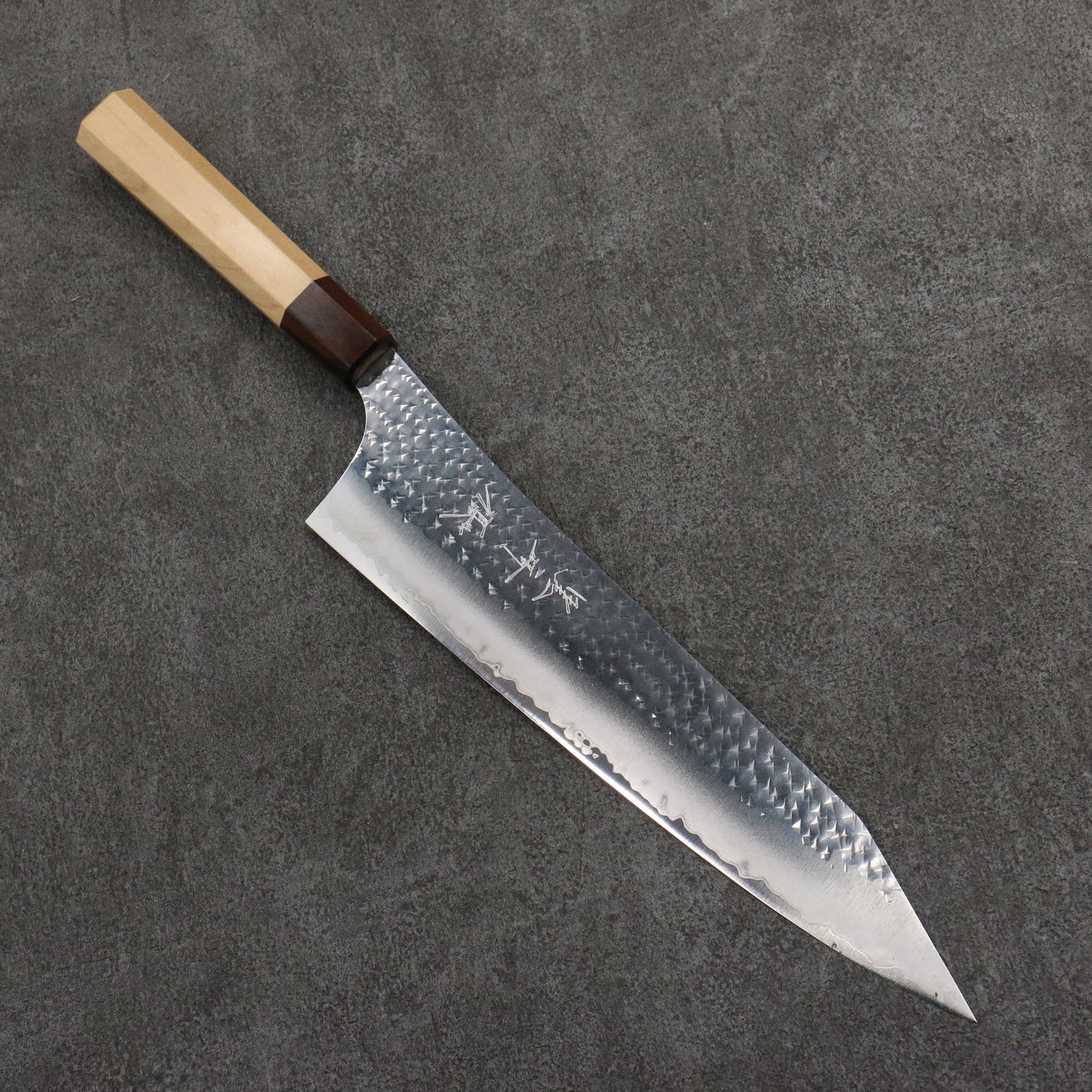 Free ship - Thương hiệu Yu Kurosaki dòng tia sáng thép SG2 Dao rèn thủ công Dao đa năng Gyuto 240mm gỗ tuyết tùng Nhật Bản Aomori Hiba (bọc: màu nâu)