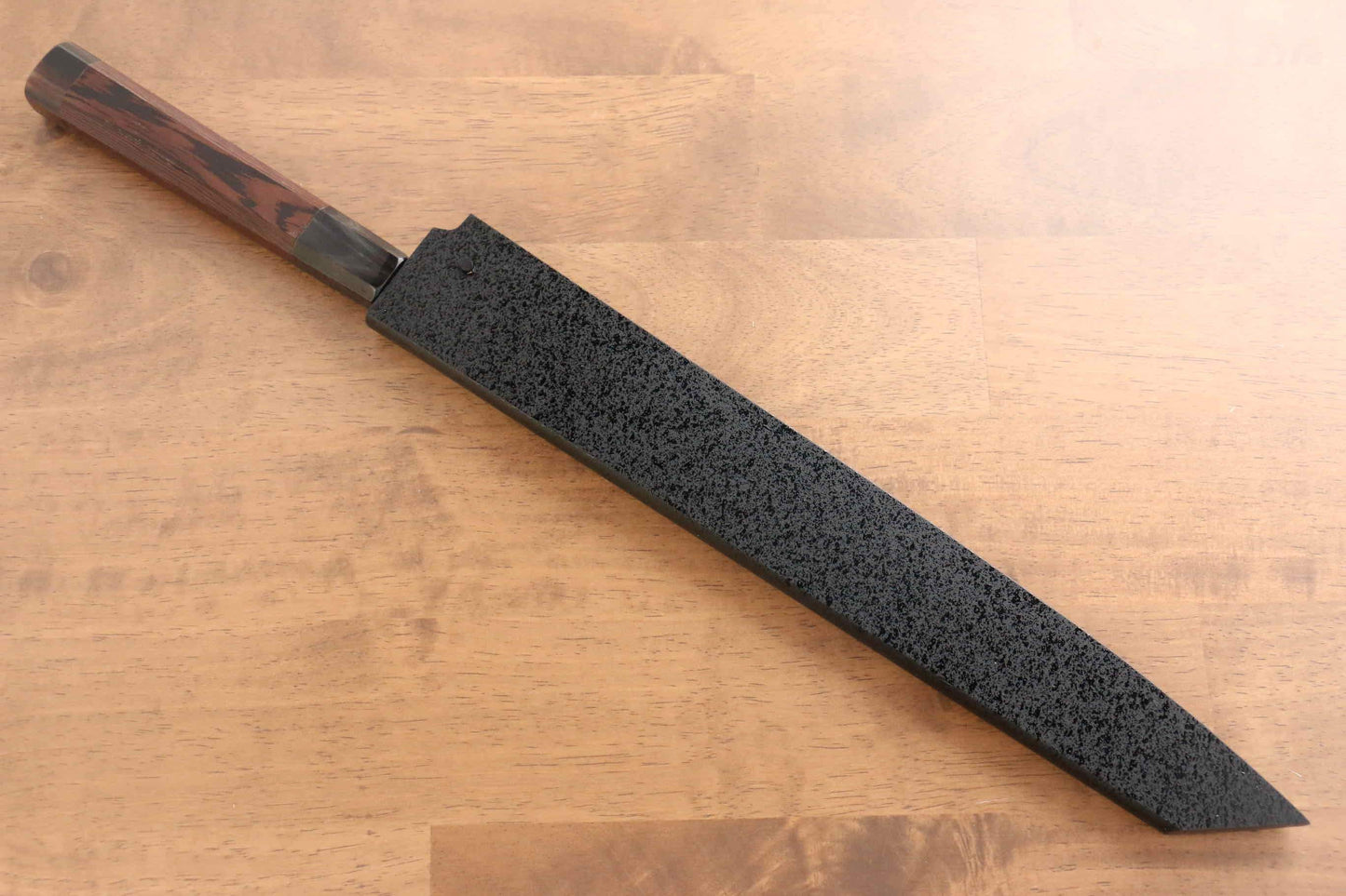 Sakai Takayuki Hien Silver Steel No.3 Yanagiba Japanese Knife Wenge with Double Water Buffalo Ring Handle with Sheath - Japanny - Best Japanese Knife