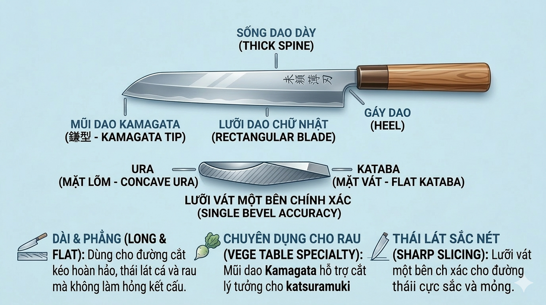 Dao Nhật lưỡi đôi và dao lưỡi đơn