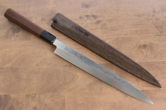 Thương hiệu Sakai Takayuki Honyaki VG10 Chạm khắc hình Rồng Dao thái cá shashimi chuyên dụng Yanagiba dao Nhật 270mm chuôi dao gỗ Wenge  Có kèm bao