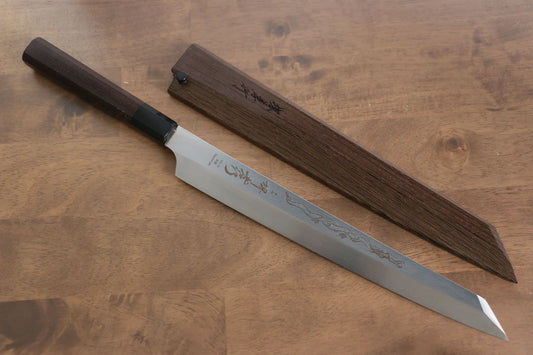 Thương hiệu Sakai Takayuki Honyaki VG10 Chạm khắc hình Rồng Dao thái cá sashimi chuyên dụng Yanagibalưỡi dao hình kiếm dao Nhật 300mm chuôi dao gỗ Wenge  Có kèm bao