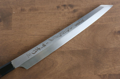 Free ship - Thương hiệu Sakai Takayuki Honyaki VG10 Chạm khắc hình Rồng Dao thái cá sashimi chuyên dụng Yanagibalưỡi dao hình kiếm dao Nhật 300mm chuôi dao gỗ Wenge  Có kèm bao