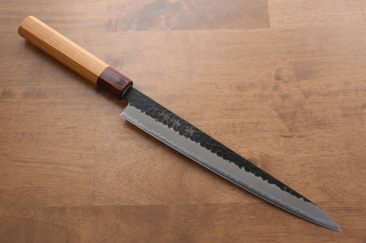 Marke Sakai Takayuki Super Blue Steel Spezialisiertes geripptes Messer Sujihiki 240 mm Keyaki-Holzgriff