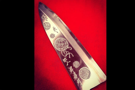 Thương hiệu Sakai Takayuki Kasumitogi Thép trắng Chạm khắc hình quả cầu Temari Dao làm cá chuyên dụng Deba dao Nhật
