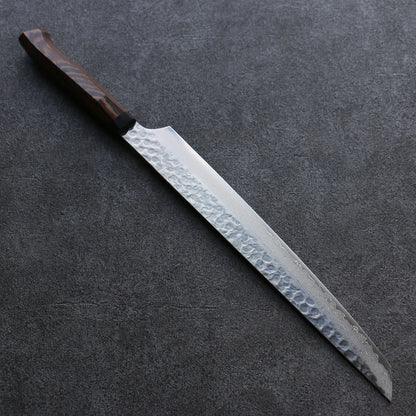Thương hiệu Sakai Takayuki Genbu AUS10 Thép Damascus 45 lớp Dao lọc gân Sujihiki (đầu tù) dao Nhật 300mm chuôi dao gỗ Wenge