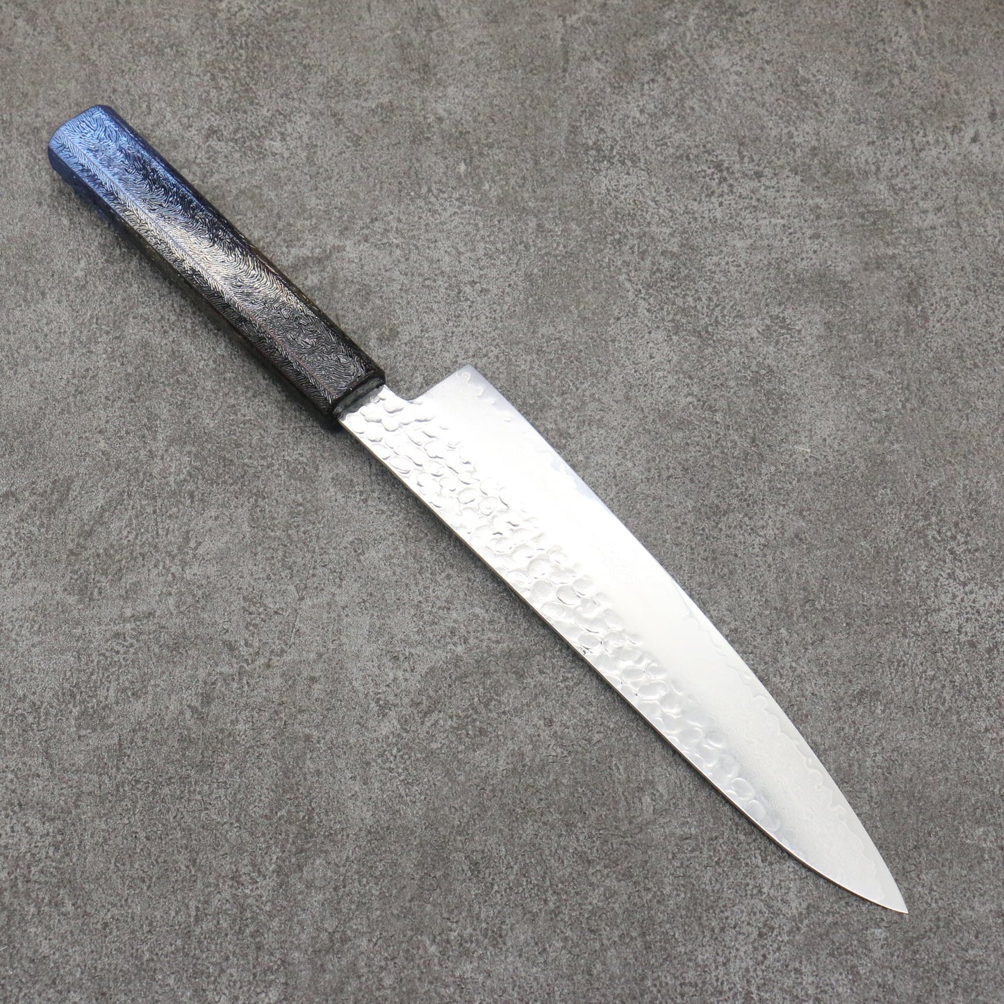 Sakai Takayuki Rinnou VG10 33 Layer Damascus Gyuto Japanese Knife 210mm Blue Lacquered Handle