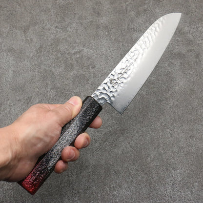 Sakai Takayuki Rinnou VG10 33 Layer Damascus Santoku Japanese Knife 170mm Red Lacquered Handle