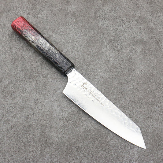 Sakai Takayuki Rinnou VG10 33 Layer Damascus Kengata Santoku Japanese Knife 160mm Red Lacquered Handle