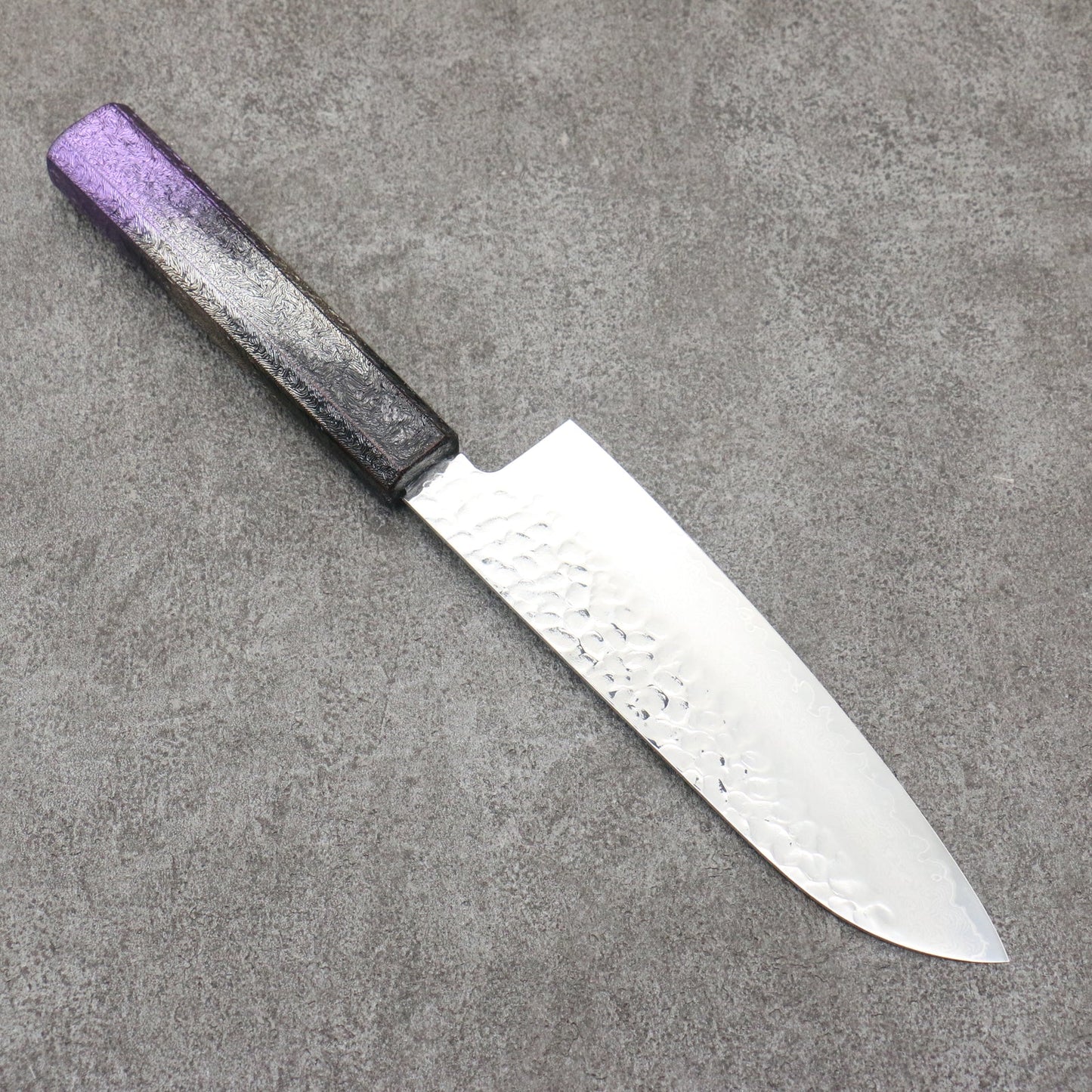 Sakai Takayuki Rinnou VG10 33 Layer Damascus Santoku Japanese Knife 170mm Purple Lacquered Handle