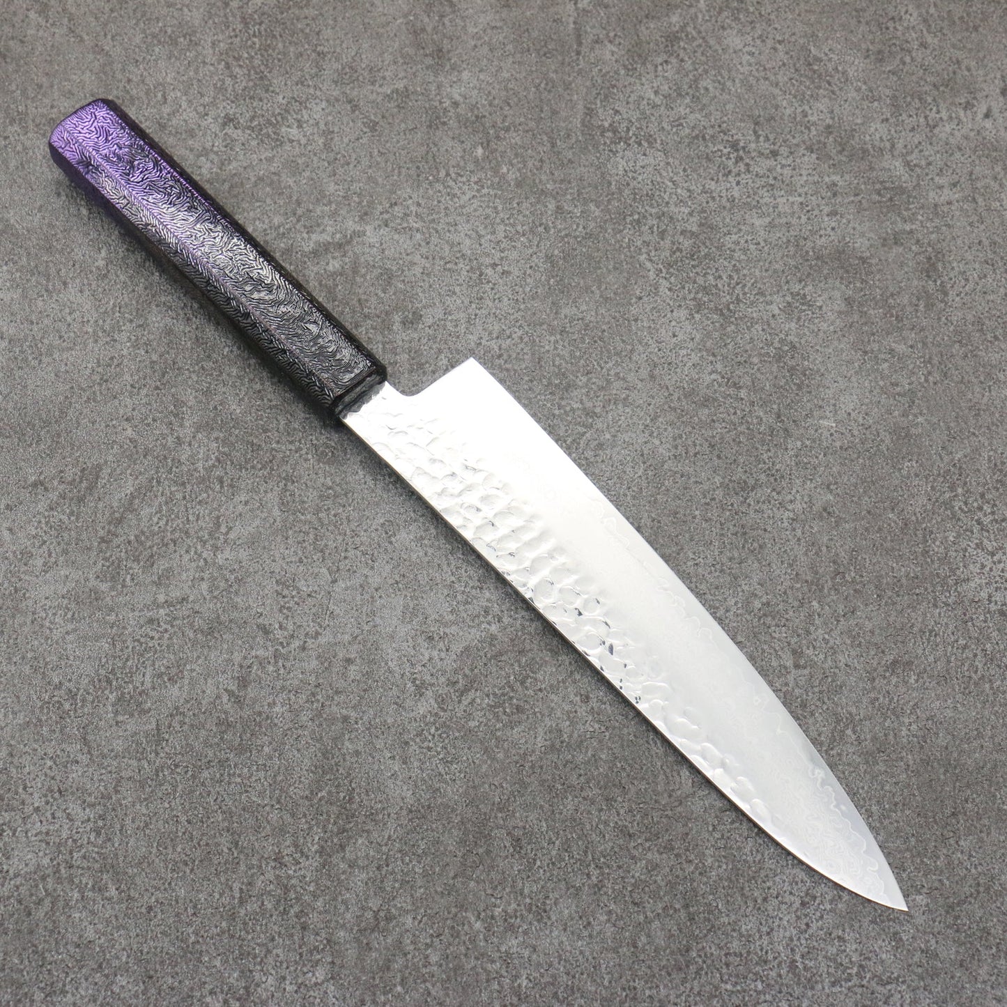 Sakai Takayuki Rinnou VG10 33 Layer Damascus Gyuto Japanese Knife 210mm Purple Lacquered Handle