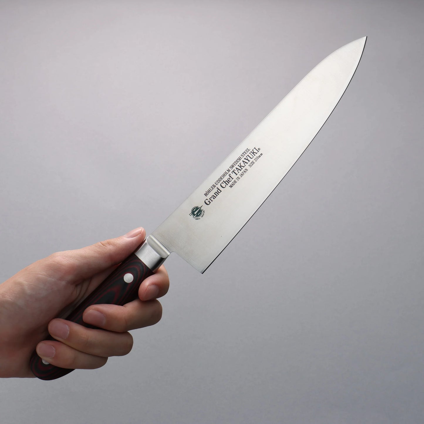 Free ship - Thương hiệu Sakai Takayuki Grand Chef Thép Thụy điển Dao đa năng Gyuto dao Nhật 210mm chuôi dao Micarta nâu