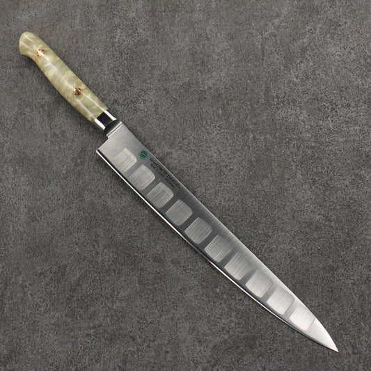 Marke Sakai Takayuki Grand Chef Spezialstahl Uddeholm Schweden Spezialisiertes Lachsmesser Sujihiki Japanisches Messer 240 mm Griff SP Typ III (Perle)