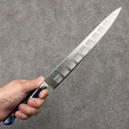 Marke Sakai Takayuki Grand Chef Spezialstahl Uddeholm Schweden Spezialisiertes Lachsmesser Sujihiki Japanisches Messer 240 mm Griff SP Typ III (Ozean)