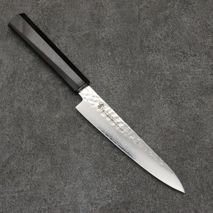 Takayuki Sakai VG10 33 Layer Damascus Petty Knife 150MM Ebony (Hexagonal Teardrop) Handle 堺 孝行 VG10 33層 ダマスカス ペティーナイフ 150MM 黒檀 (6角ティアドロップ)柄 Free ship - Thương hiệu Sakai Takayuki VG10 33 lớp  Thép Damascus Dao nhỏ đa năng Petty 150mm