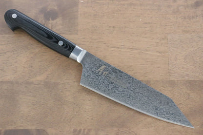 Thương hiệu Sakai Takayuki Không lõi Thép Damascus Dao đa năng Santokulưỡi dao hình thanh kiếm dao Nhật 160mm chuôi dao Micarta đen