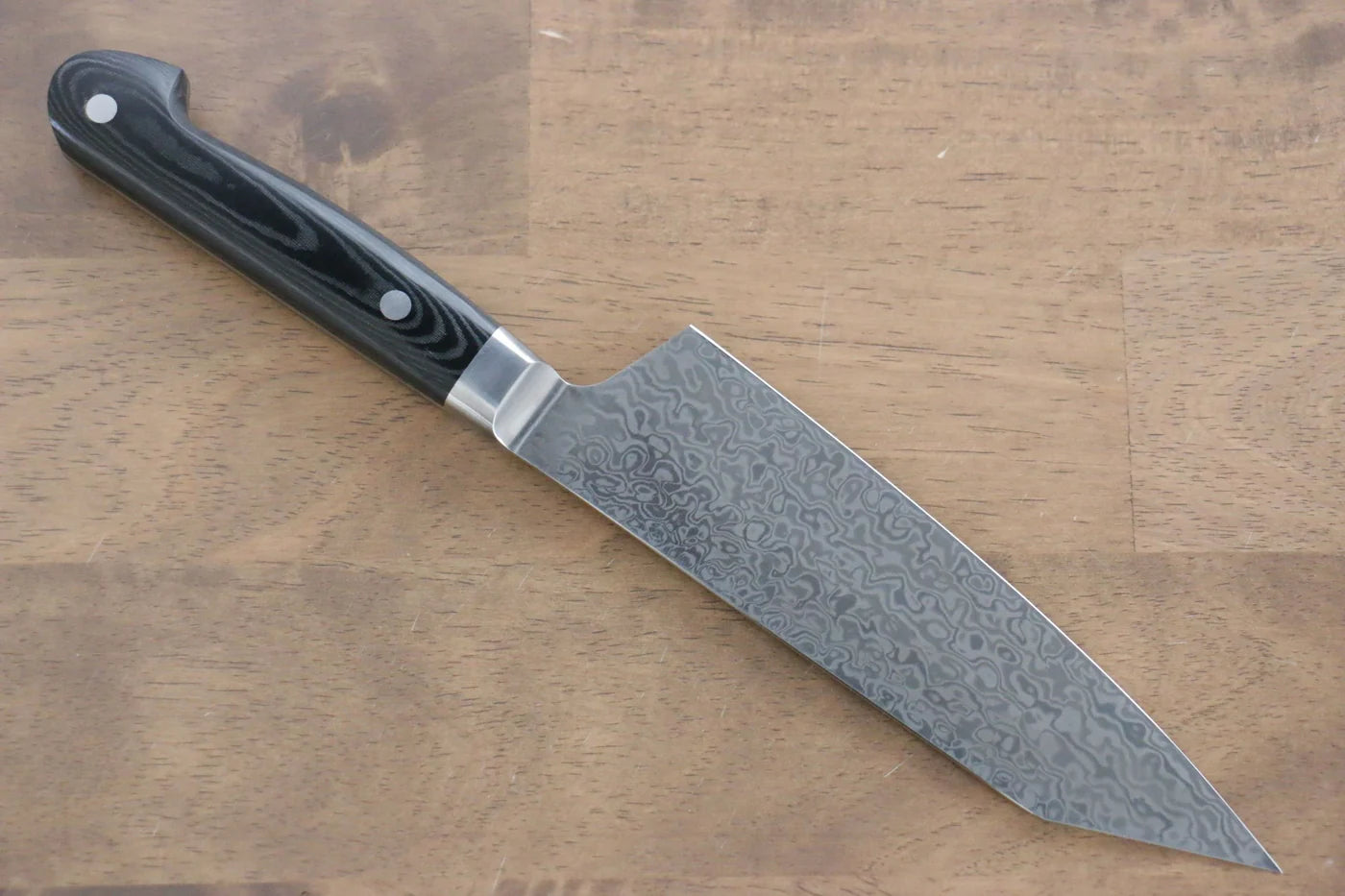 Thương hiệu Sakai Takayuki Không lõi Thép Damascus Dao đa năng Santokulưỡi dao hình thanh kiếm dao Nhật 160mm chuôi dao Micarta đen