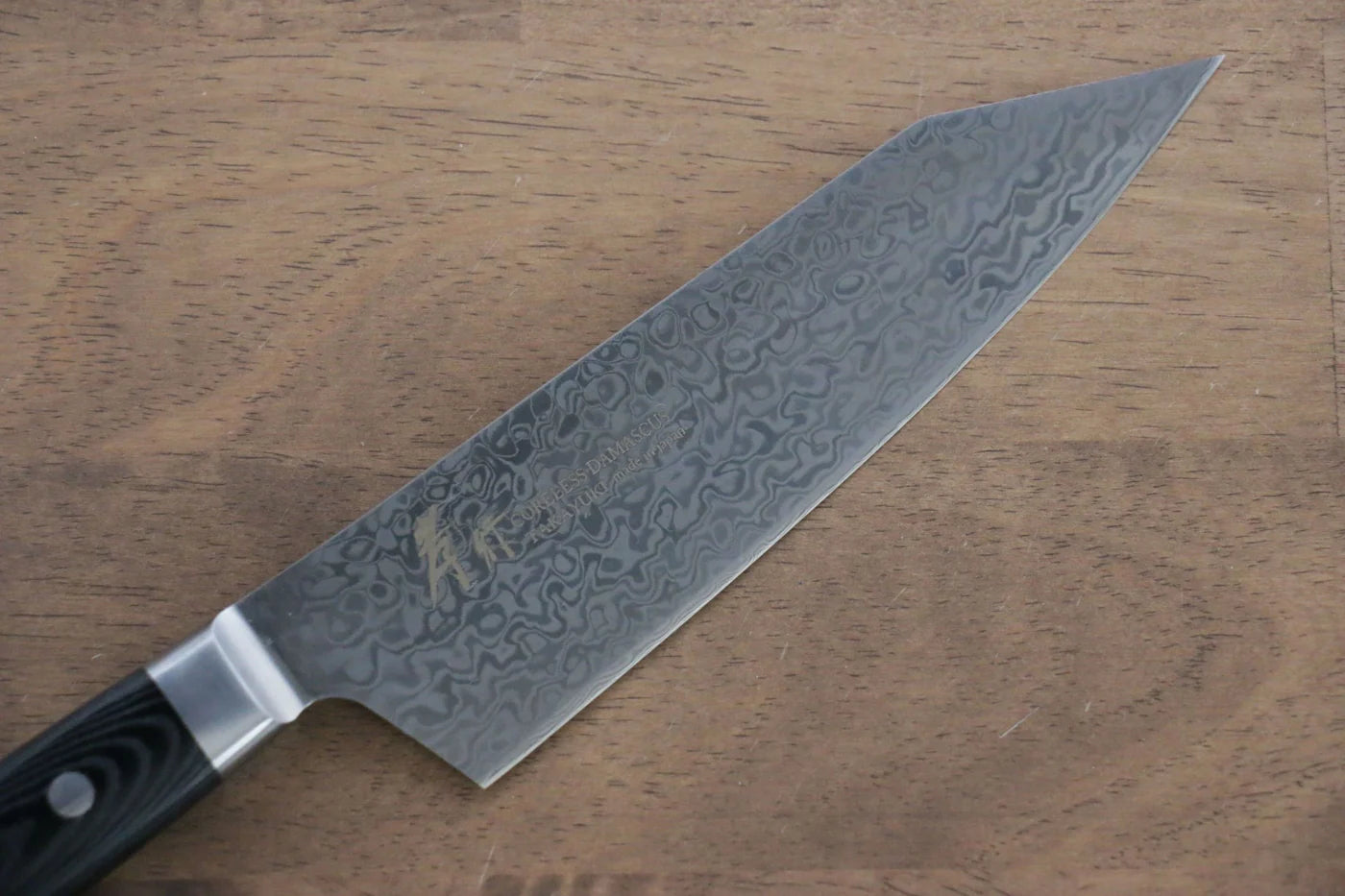 Thương hiệu Sakai Takayuki Không lõi Thép Damascus Dao đa năng Santokulưỡi dao hình thanh kiếm dao Nhật 160mm chuôi dao Micarta đen