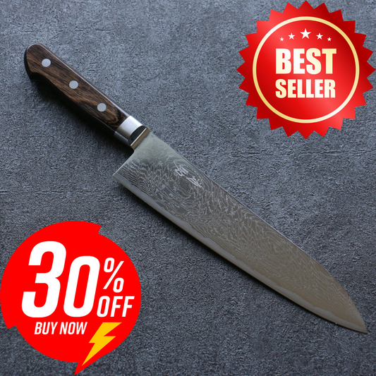 Free ship - Dao Nhật cao cấp thương hiệu Seisuke dao đa năng Gyuto thép Damascus tráng gương 210mm