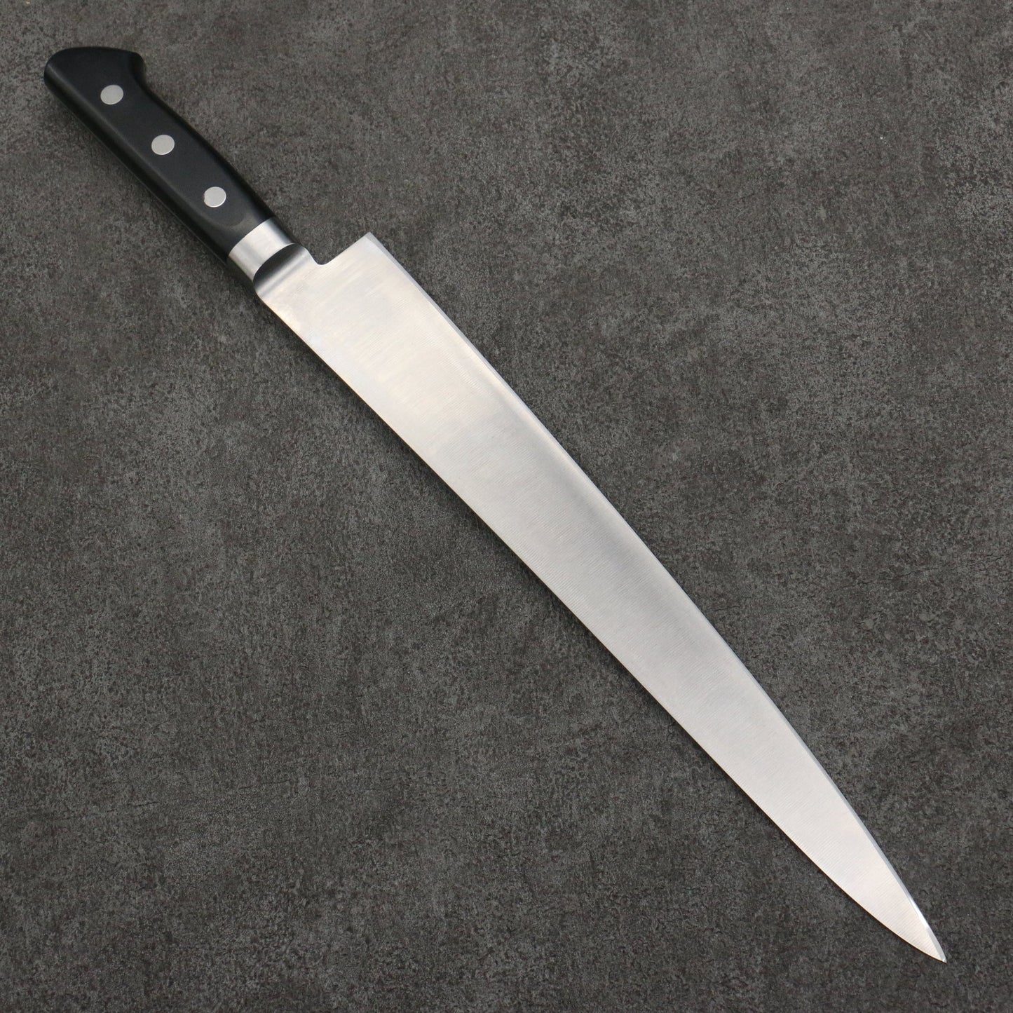 Thương hiệu Sakai Takayuki 【Dùng cho người thuận tay trái】 Thép Nhật Dao lọc gân chuyên dụng Sujihiki 300mm chuôi dao gỗ Pakka đen