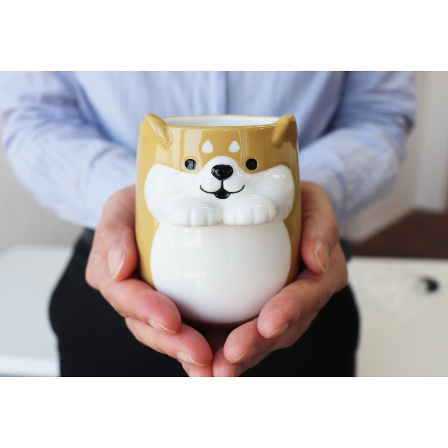 Cốc uống nước, uống trà thiết kế Nhật Bản ''Japanese Design Softly Hand-Held Teacup Shiba'' made in Thailand hình ảnh chú chó Shiba Inu phong cách Nhật Bản dung tích 350ml