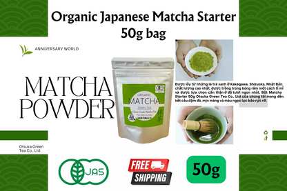 Bột Trà Matcha Hữu Cơ Nguyên Chất Thơm Ngon Nhật Bản túi 50g Organic Matcha Powder Starter Otsuka Green Tea Co., Ltd