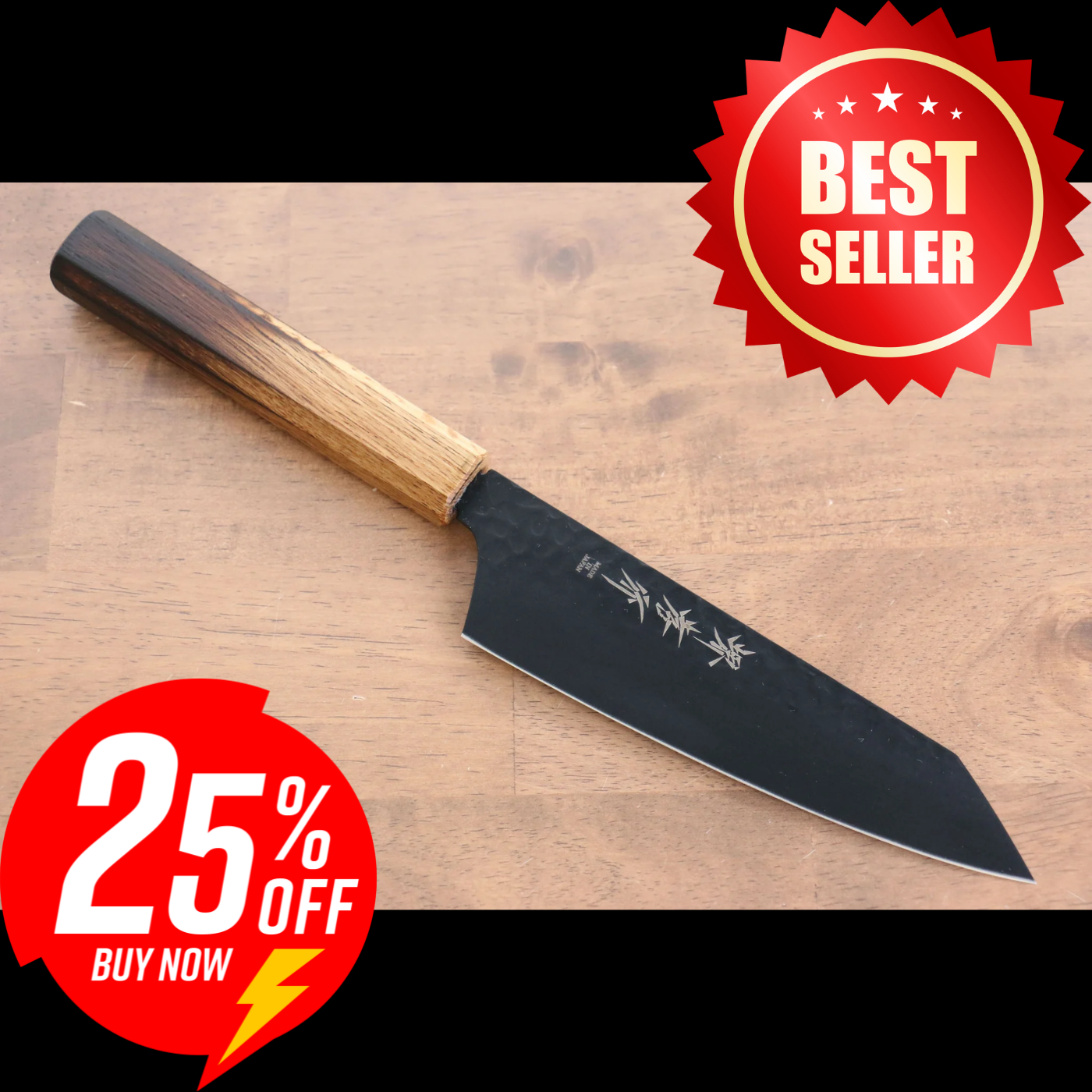 Free ship - Thương hiệu Sakai Takayuki Kurokage thép V Gold Số 10 được mạ Teflon Dao Santoku Kiritsuke 160mm chuôi dao Kashiyaki