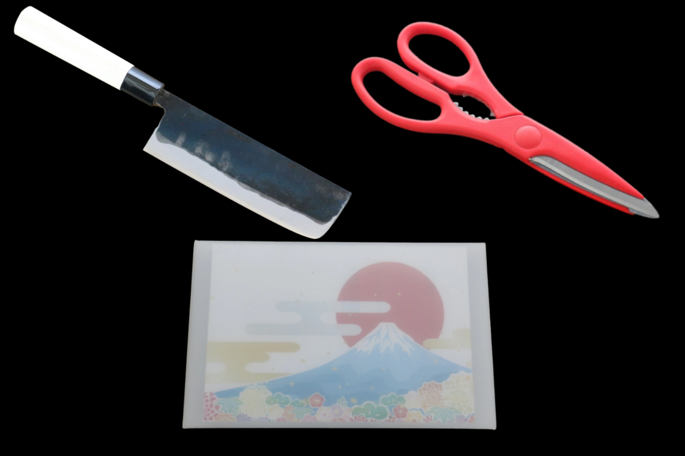 Kanetsune White Steel Black Nakiri Knife 165mm Magnolia Pattern 兼常 白ニ鋼 黒打 菜切包丁 165mm 朴柄 Free ship - Set 3 dụng cụ nhà bếp