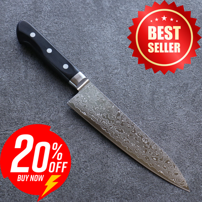 Free ship - Thương hiệu Seisuke AUS10 Thép Damascus 45 lớp Dao đa năng Gyuto dao Nhật 180mm chuôi dao gỗ Pakka đen