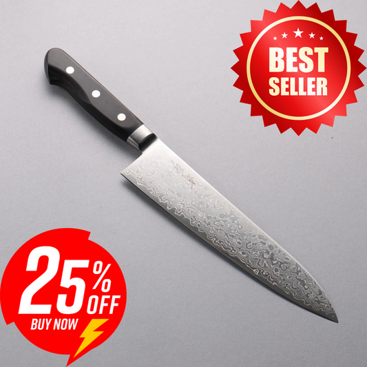 Free ship - Thương hiệu Seisuke AUS10 Thép Damascus 45 lớp Dao đa năng Gyuto dao Nhật 210mm chuôi dao gỗ Pakka đen