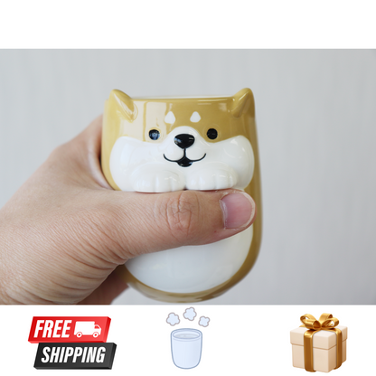 Cốc uống nước, uống trà thiết kế Nhật Bản ''Japanese Design Softly Hand-Held Teacup Shiba'' made in Thailand hình ảnh chú chó Shiba Inu phong cách Nhật Bản dung tích 350ml