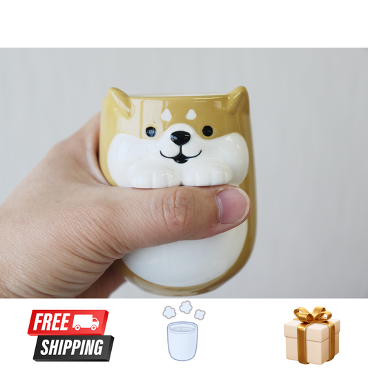 Cốc uống nước, uống trà thiết kế Nhật Bản ''Japanese Design Softly Hand-Held Teacup Shiba'' made in Thailand hình ảnh chú chó Shiba Inu phong cách Nhật Bản dung tích 350ml