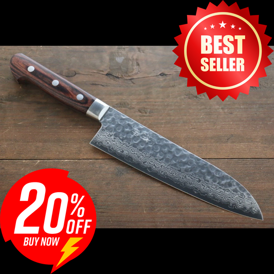 Free ship - Dao Nhật cao cấp - SEISUKE dao đa năng Santoku thép không gỉ Damacus VG10 17 lớp 180mm