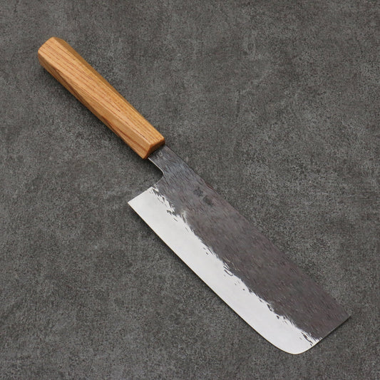 Yuko Abe Shiroichiko Hammered Nakiri knife 165MM Oak (pentagonal) handle 安倍勇光 白一鋼 鎚目 菜切包丁 165MM 樫 (五角形)柄 Free ship - Thương hiệu Yuko Abe Thép trắng No.1 Rèn thủ công Dao thái rau chuyên dụng Nakiri 165mm chuôi dao gỗ Sồi