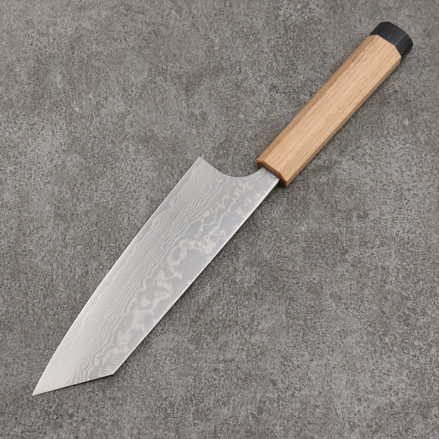 Thương hiệu Katsushige Anryu VG10 đánh bóng hoàn thiện Thép Damascus Dao đa năng Bunka 170mm chuôi dao gỗ quả óc chó (bọc dưới)