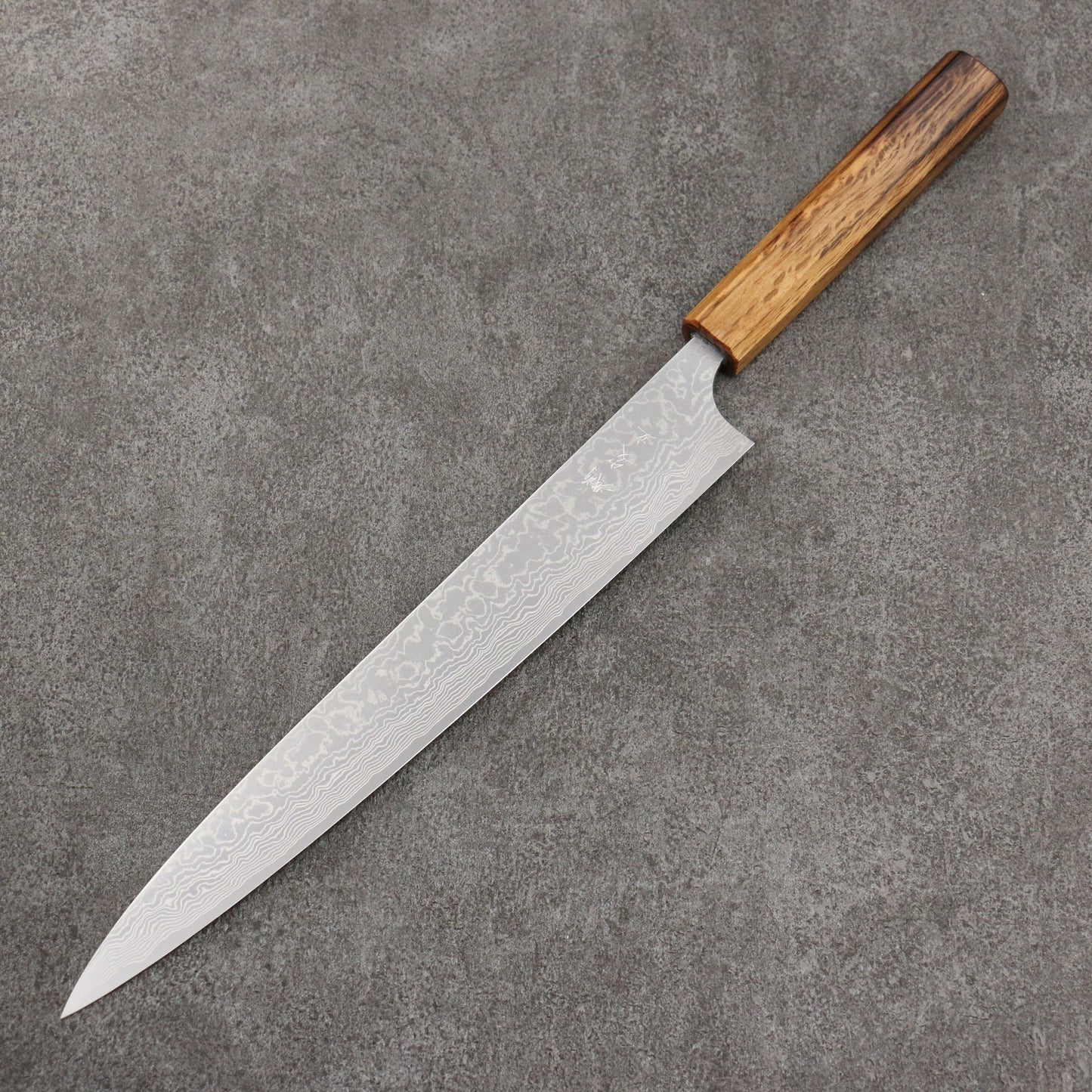 Thương hiệu Katsushige Anryu VG10 đánh bóng hoàn thiện Thép Damascus Dao lọc gân chuyên dụng Sujihiki 270mm chuôi dao gỗ Sồi