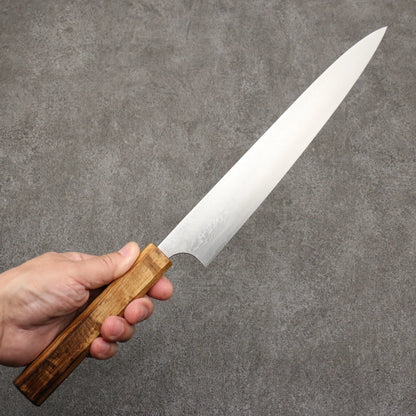 Thương hiệu Katsushige Anryu VG10 đánh bóng hoàn thiện Thép Damascus Dao lọc gân chuyên dụng Sujihiki 270mm chuôi dao gỗ Sồi