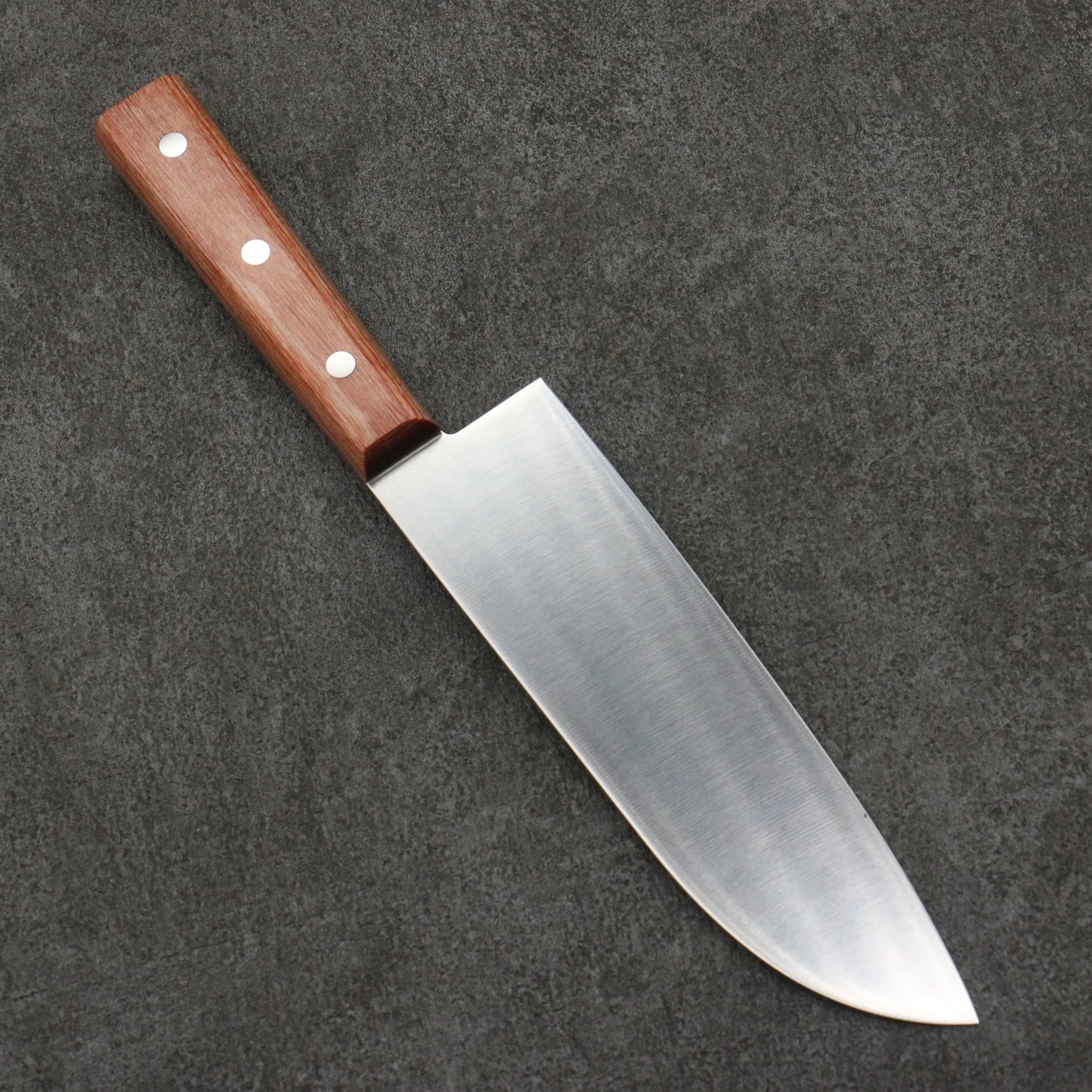 Thương hiệu Sakai Ichiji 808 Lưỡi dao kiểu ngao Dao đa năng Santoku 180mm chuôi dao bằng gỗ dán màu nâu nhạt