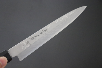 Free ship - Thương hiệu Hideo Kitaoka Thép trắng No.2 Thép Damascus Dao thái cá shashimi chuyên dụng Yanagiba dao Nhật 210mm chuôi dao gỗ Đàn Hương