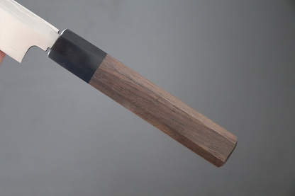 Hideo Kitaoka Marke Nr. 2 weißer Stahl Damaststahl Spezialisiertes Shashimi-Fischmesser Yanagiba Japanisches Messer 210 mm Sandelholzgriff