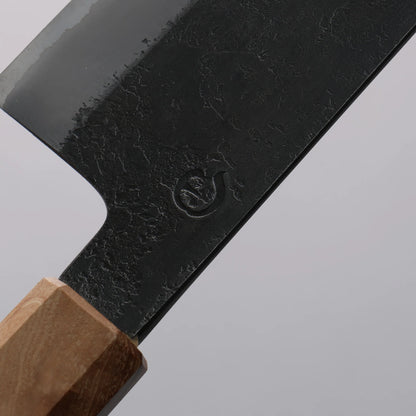 Thương hiệu Tomoe Hozan Thép trắng hoàn thiện No.2 Đen Dao đa năng Santoku 165mm chuôi dao gỗ ô liu và nhựa đen