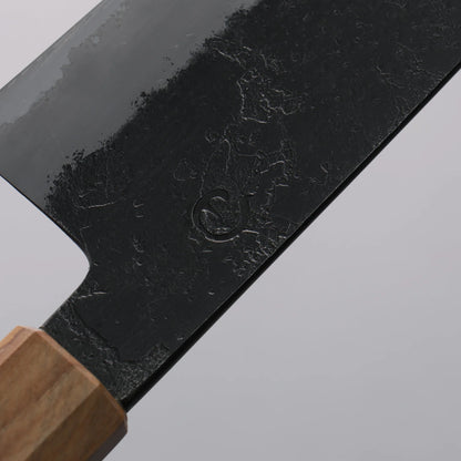 Thương hiệu Tomoe Hozan Thép trắng hoàn thiện No.2 Đen Dao đa năng Santoku 180mm chuôi dao gỗ ô liu và nhựa đen