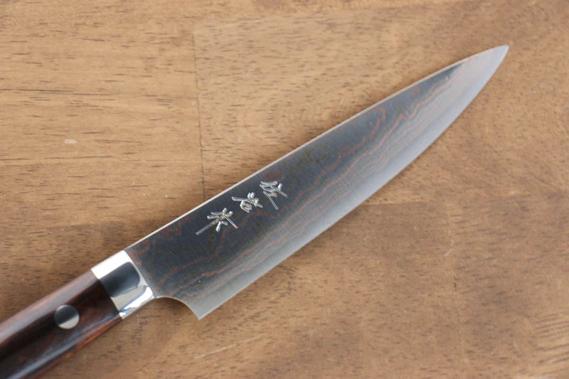 Thương hiệu Takeshi Saji Thép xanh No.2 Thép Damascus có màu  Dao nhỏ đa năng Petty dao Nhật 135mm chuôi dao làm từ gỗ Lim