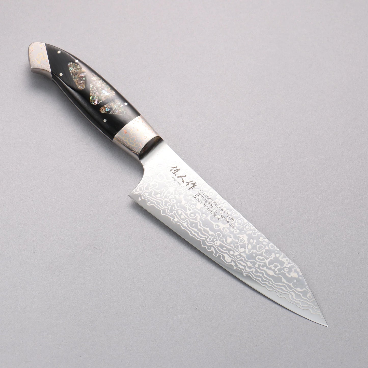 Thương hiệu Kajin ZDP 189 Thép Damascus Đánh bóng hoàn thiện Dao đa năng Bunka 165mm chuôi dao mẫu khảm Avalon