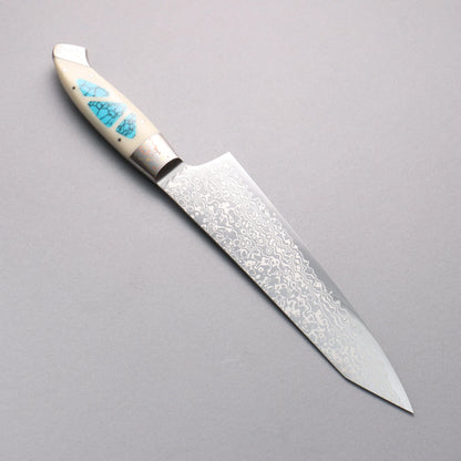 Thương hiệu Kajin ZDP189 Dao đa năng Kiritsuke Gyuto được đánh bóng hoàn thiện bằng thép Damascus 210mm chuôi dao mẫu khảm màu ngọc lam Corian