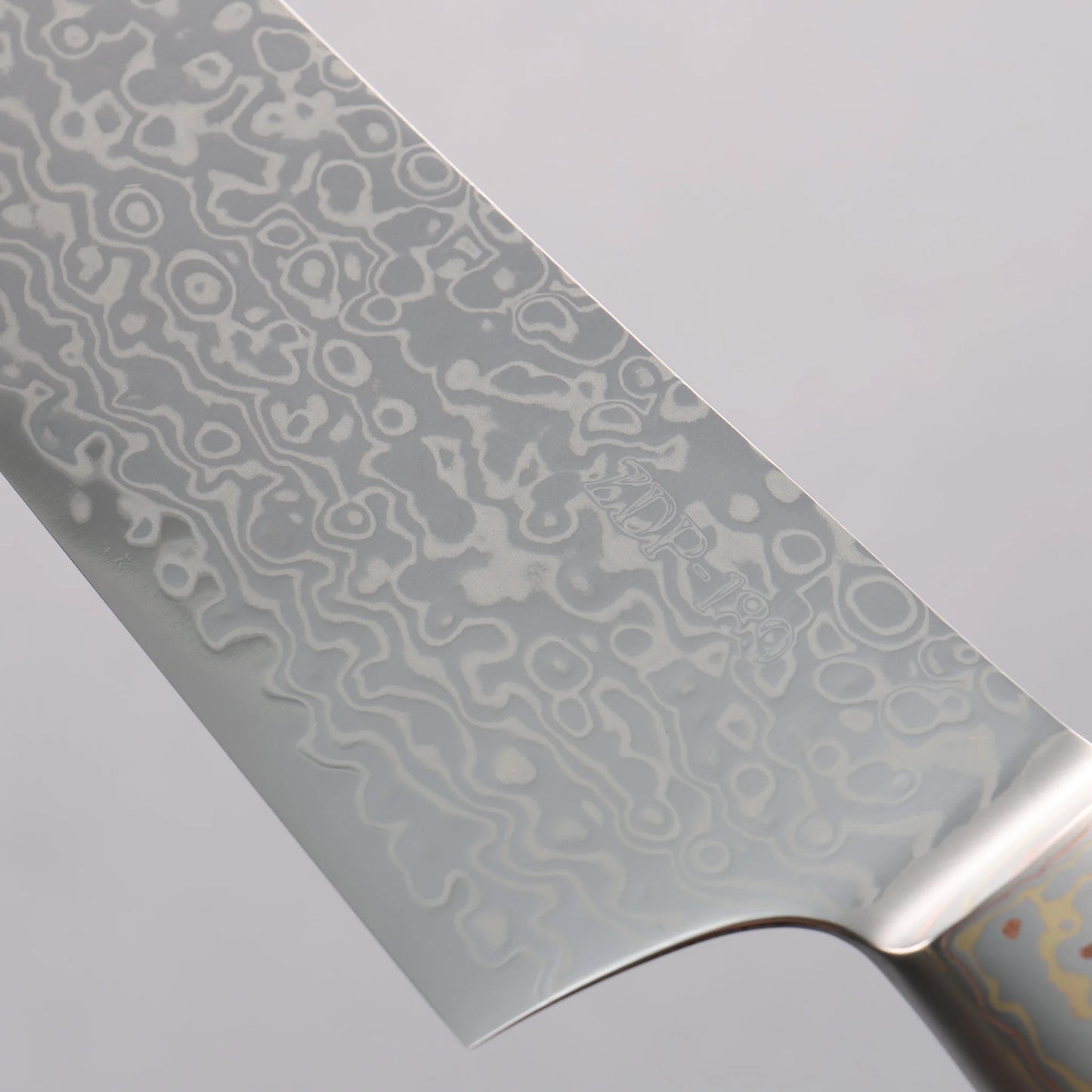 Thương hiệu Kajin ZDP189 Dao đa năng Kiritsuke Gyuto được đánh bóng hoàn thiện bằng thép Damascus 210mm chuôi dao mẫu khảm màu ngọc lam Corian