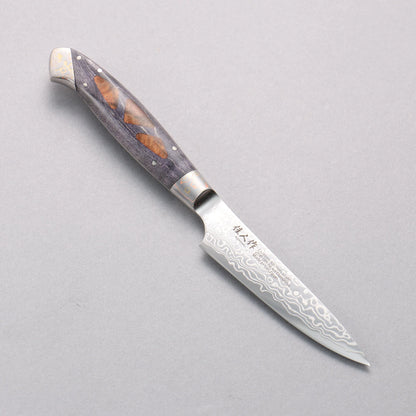 Thương hiệu Kajin ZDP189 Dao nhỏ được đánh bóng hoàn thiện thép Damascus Petty 95mm chuôi dao Comprite mẫu khảm Hanarin Kyuubi