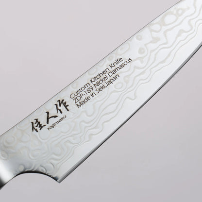 Thương hiệu Kajin ZDP189 Dao nhỏ được đánh bóng hoàn thiện thép Damascus Petty 95mm chuôi dao Comprite mẫu khảm Hanarin Kyuubi