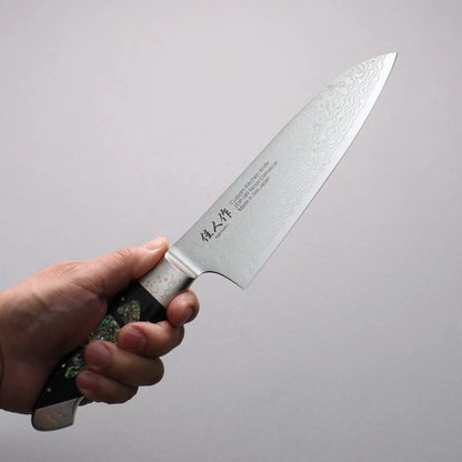 Thương hiệu Kajin ZDP 189 Thép Damascus Đánh bóng hoàn thiện Dao đa năng Santoku 165mm chuôi dao mẫu khảm Avalon