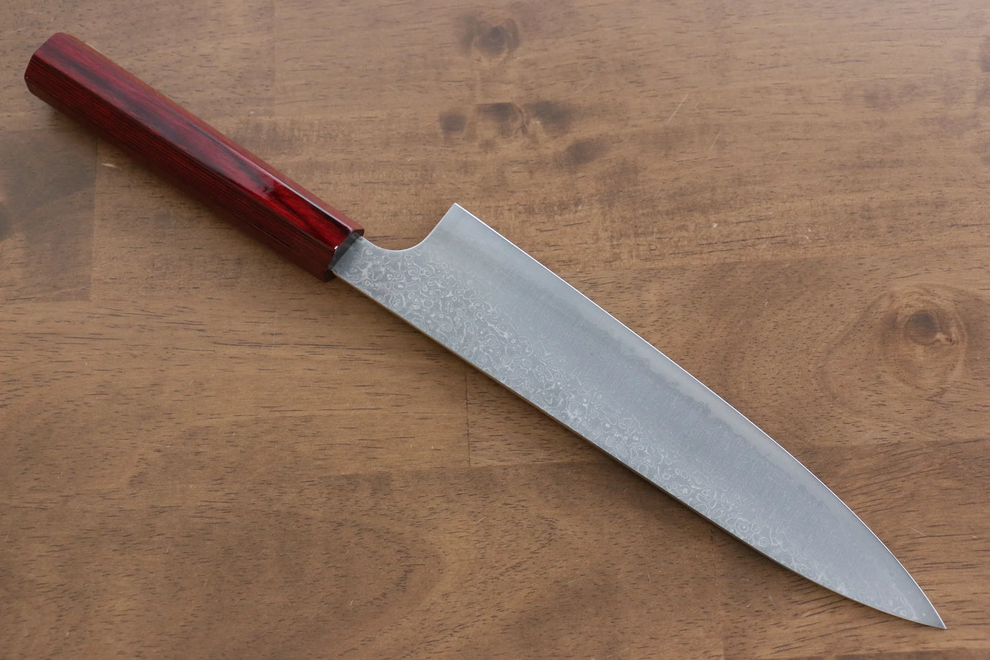 Thương hiệu Kei Kobayashi thép SG2 Damascus Dao đa năng Gyuto 210MM dao rèn thủ công Nhật Bản chuôi dao hoa văn sơn mài màu đỏ